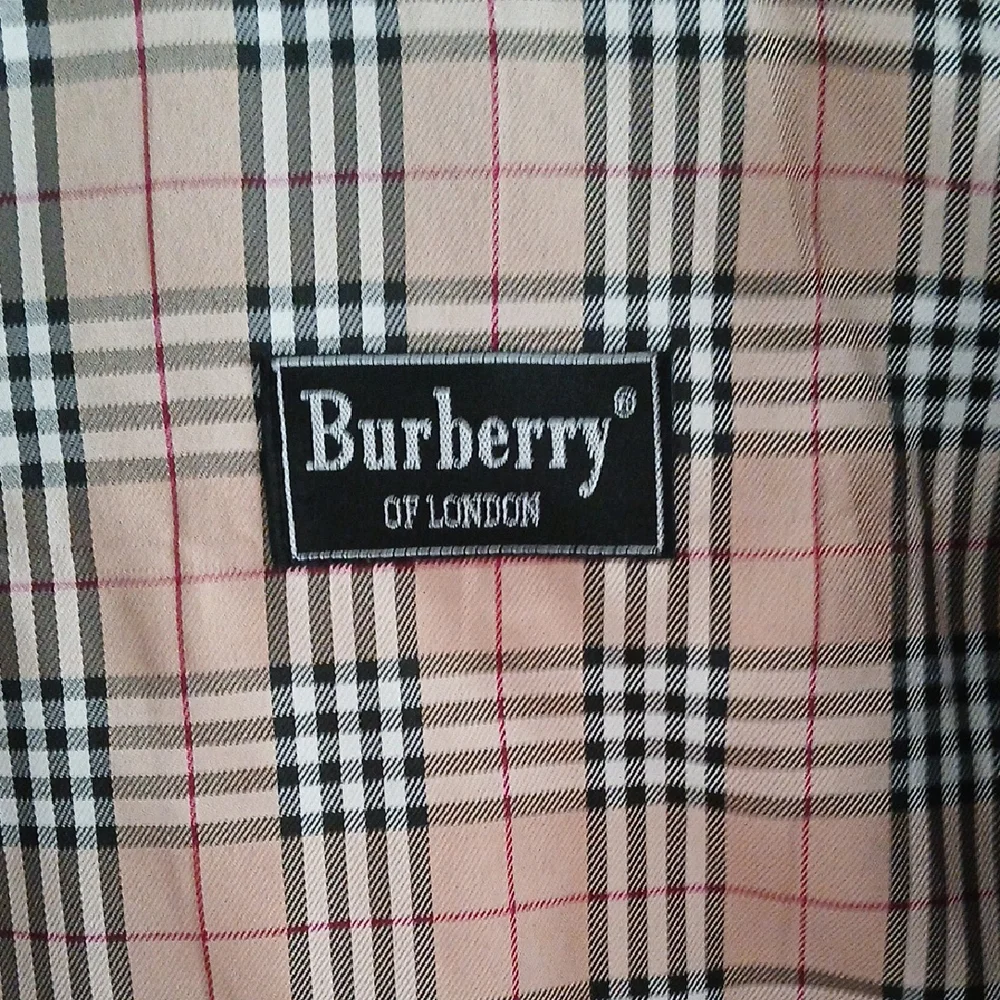 Burberry Black Trench Coat Modern Plaid Design M/L EUC - Picture 3 of 8